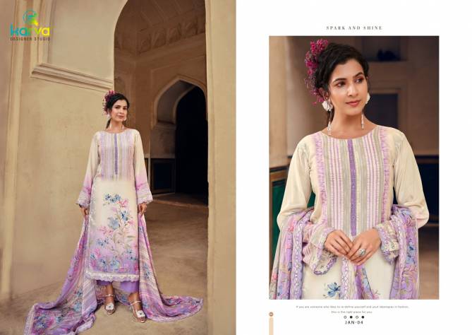 Jannat By Karva designer Viscose Muslin Digital Printed Dress Material Wholesale Shop In Surat